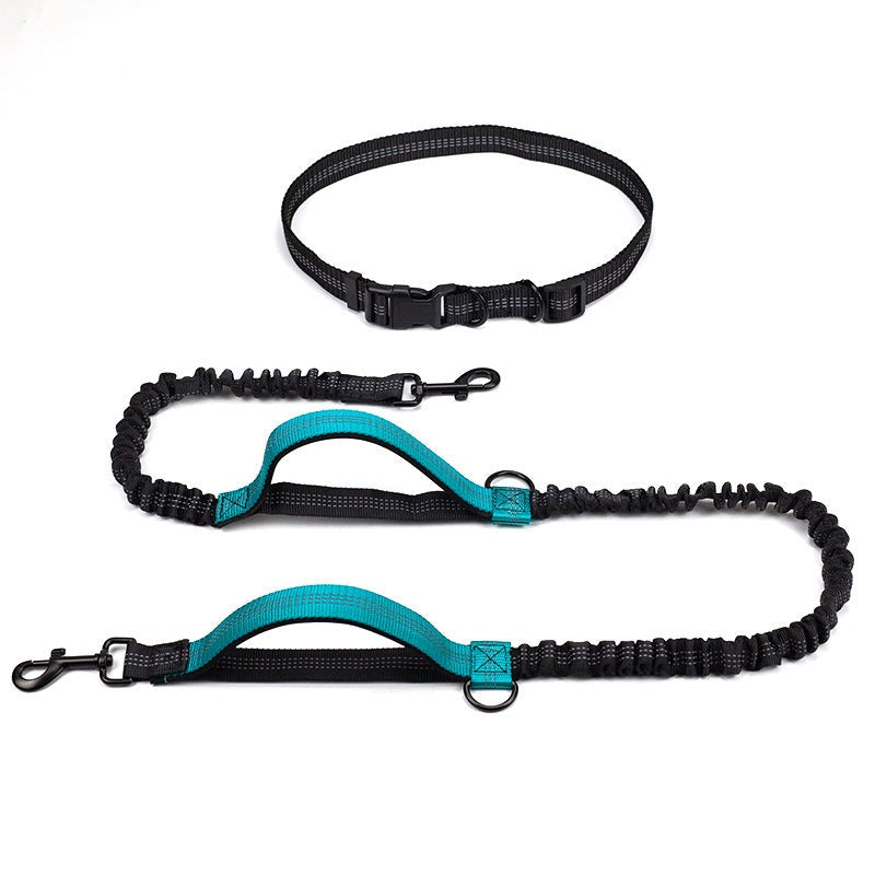 Hands free dog waist leash lake blue petvibez