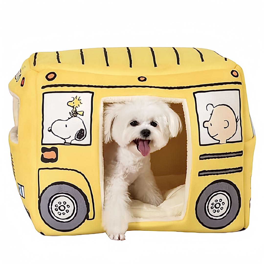 3d Cartoon Bus Pet House Bed Yellow Colour petvibez