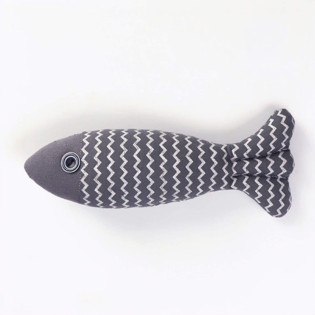 Stuffed Fish Cat Toy With Catnip Navy Colour petvibez