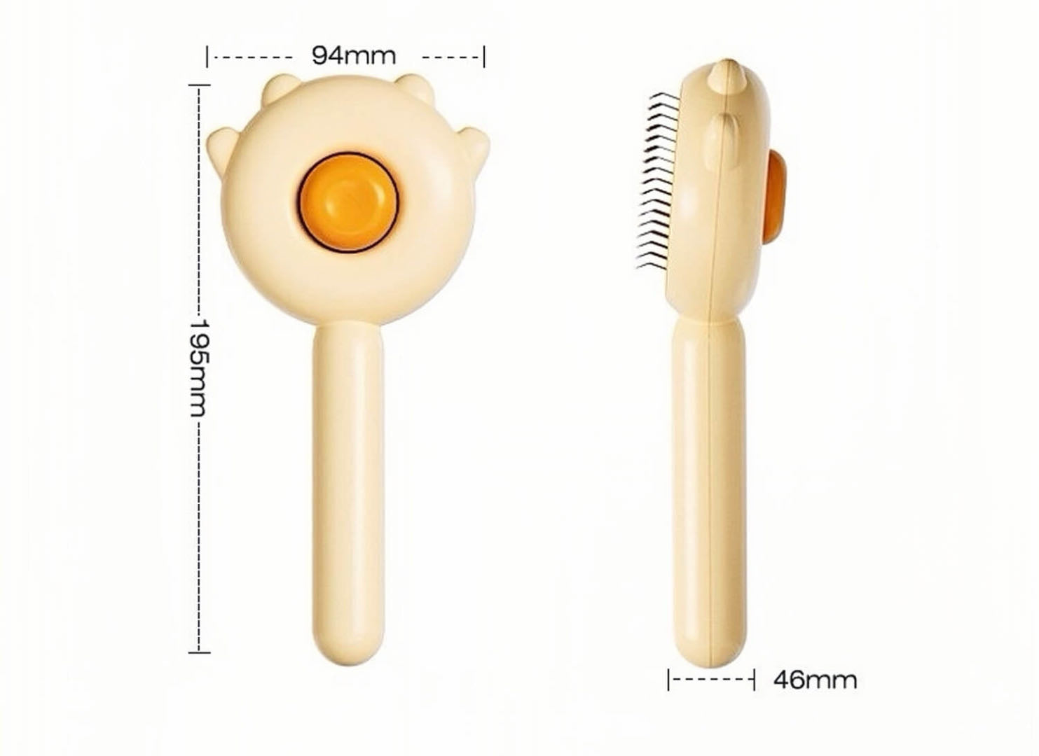 One Touch Button Pet Cat Brush Yellow Colour petvibez