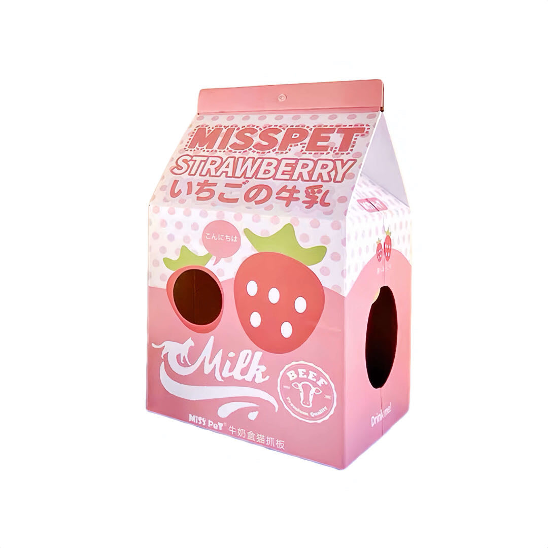 Strawberry Milk Box Styled Cat Scratcher Nest petvibez