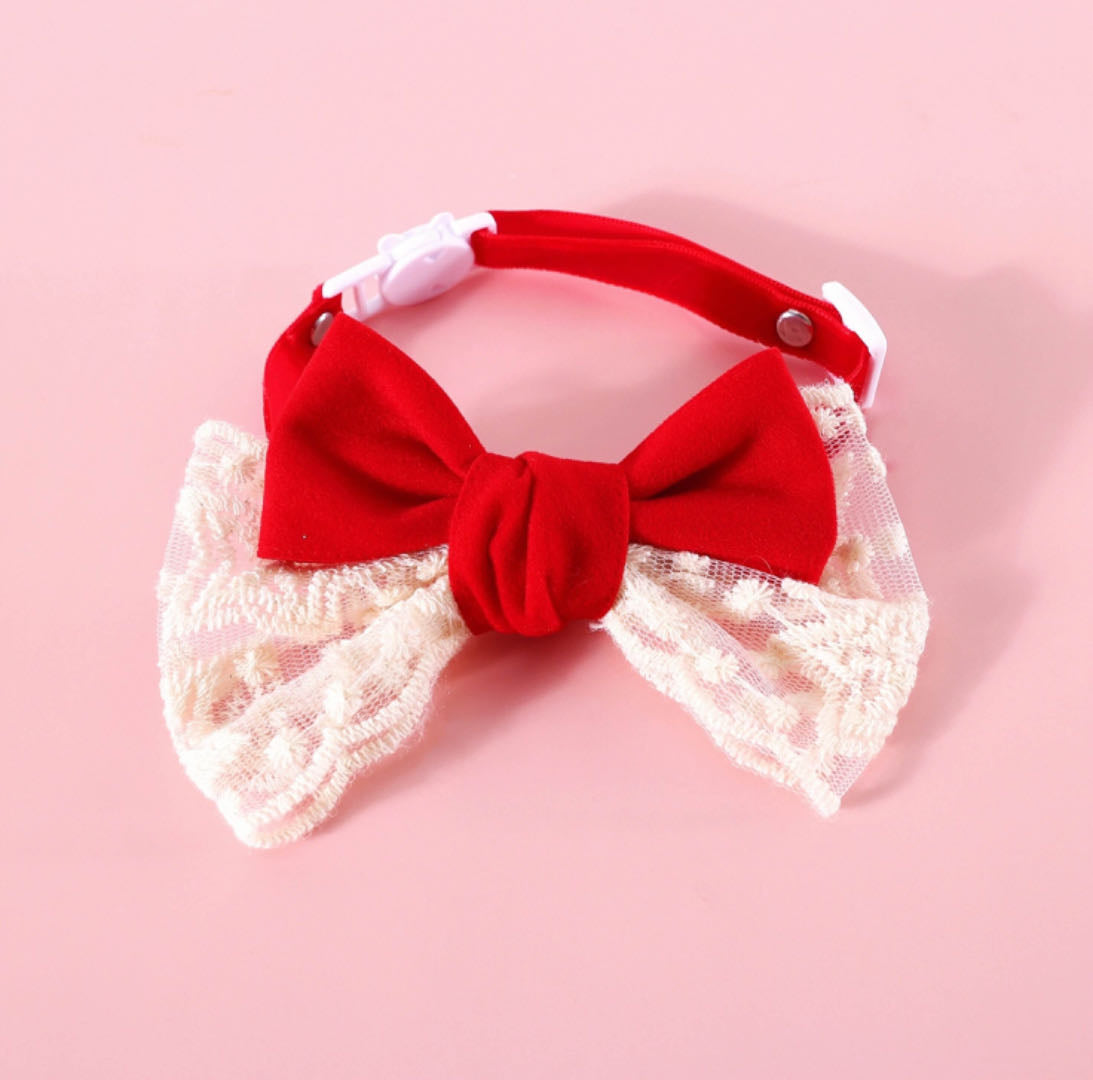 Lace Velvet Bow For Pets petvibez