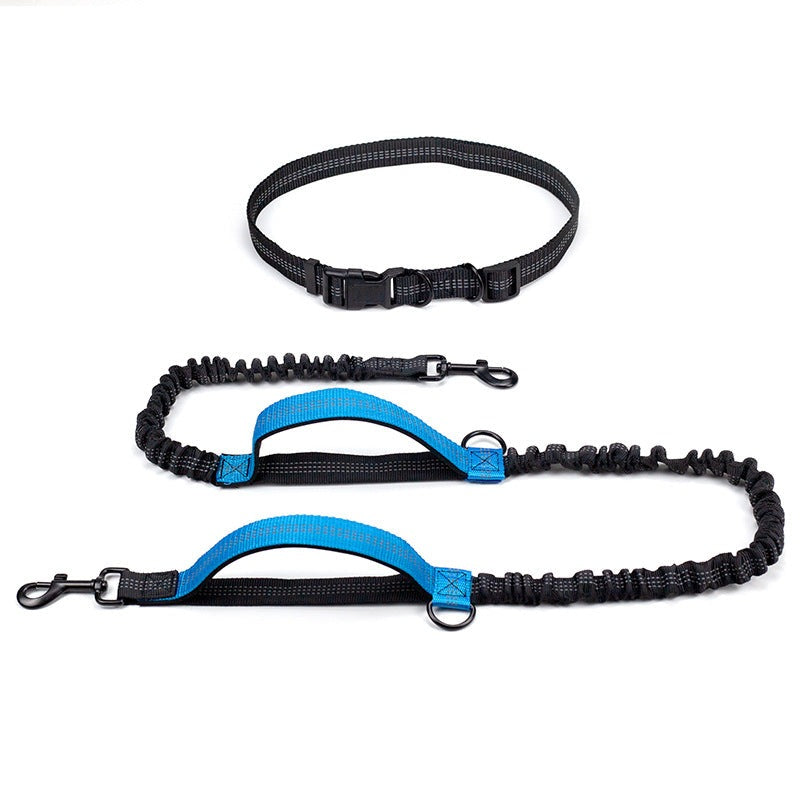 Hands free dog waist leash lake blue petvibez