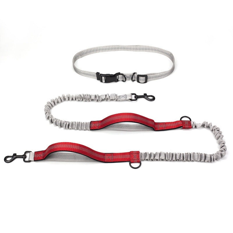 Hands free dog waist leash Red petvibez