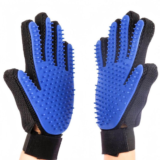 One Pair Of Pet Grooming Gloves Blue Colour PetVibez