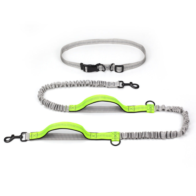 Hands free dog waist leash fluorescent green petvibez