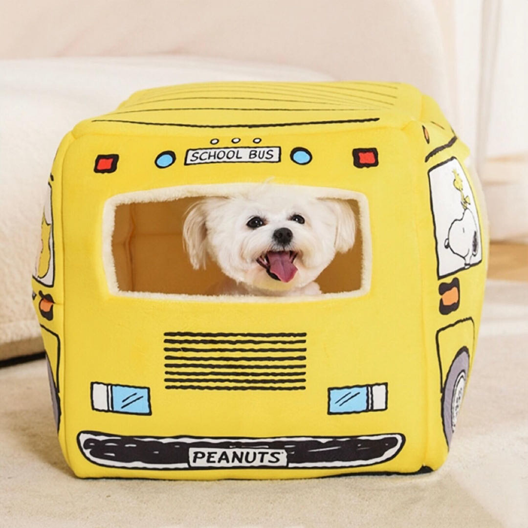 3d Cartoon Bus Pet House Bed Yellow Colour petvibez