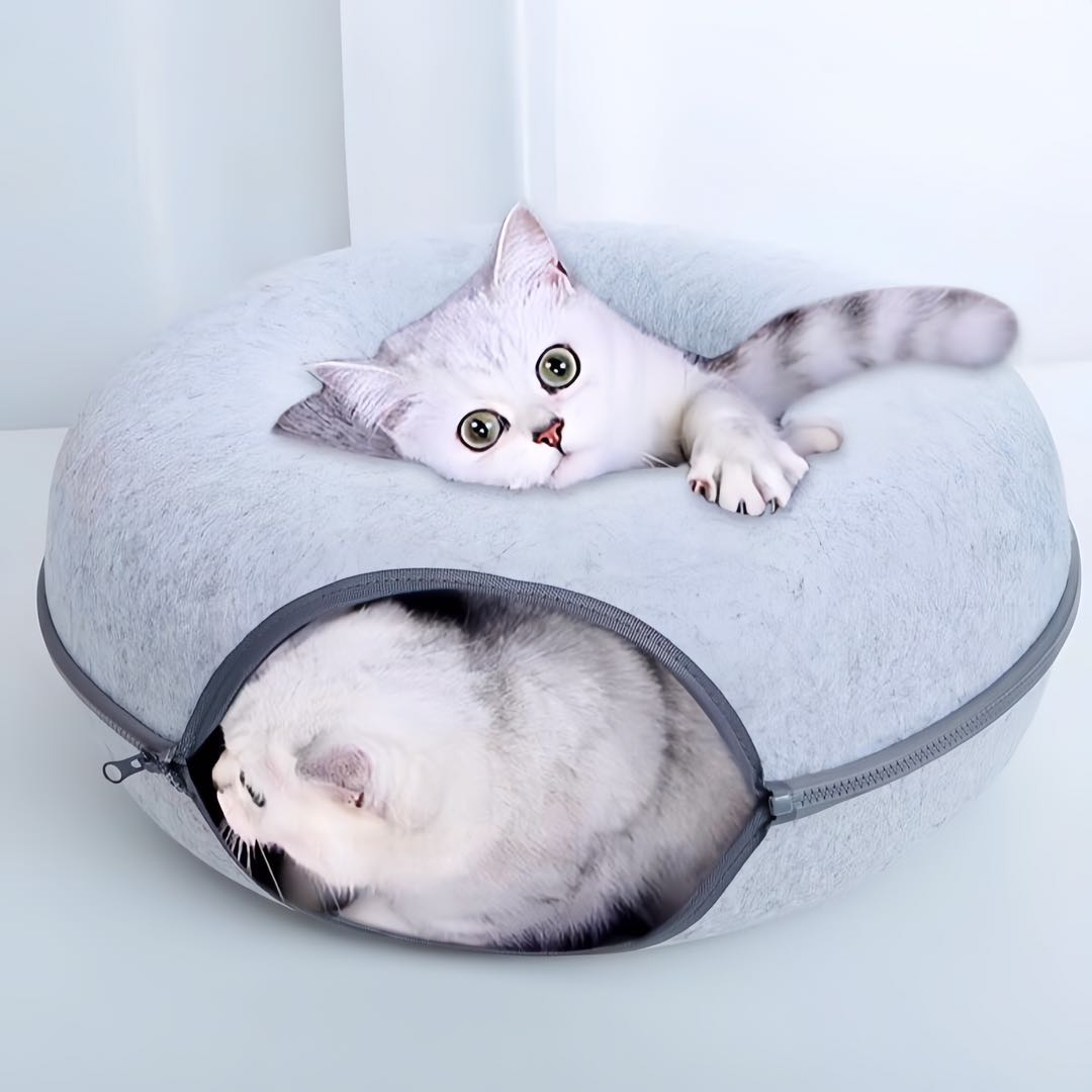 Tunnel Round Felt Donut Cat Cave Cat Bed Large petvibez