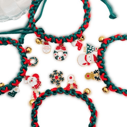 Christmas Santa Clause Pattern Pet Necklace Woven Red String Adjustable Pet Collar petvibez