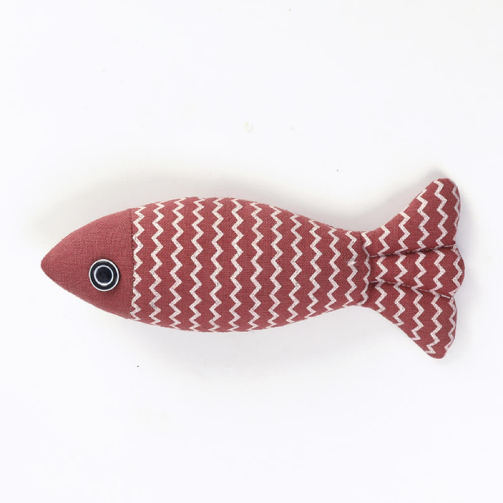 Stuffed Fish Cat Toy With Catnip Red Colour petvibez