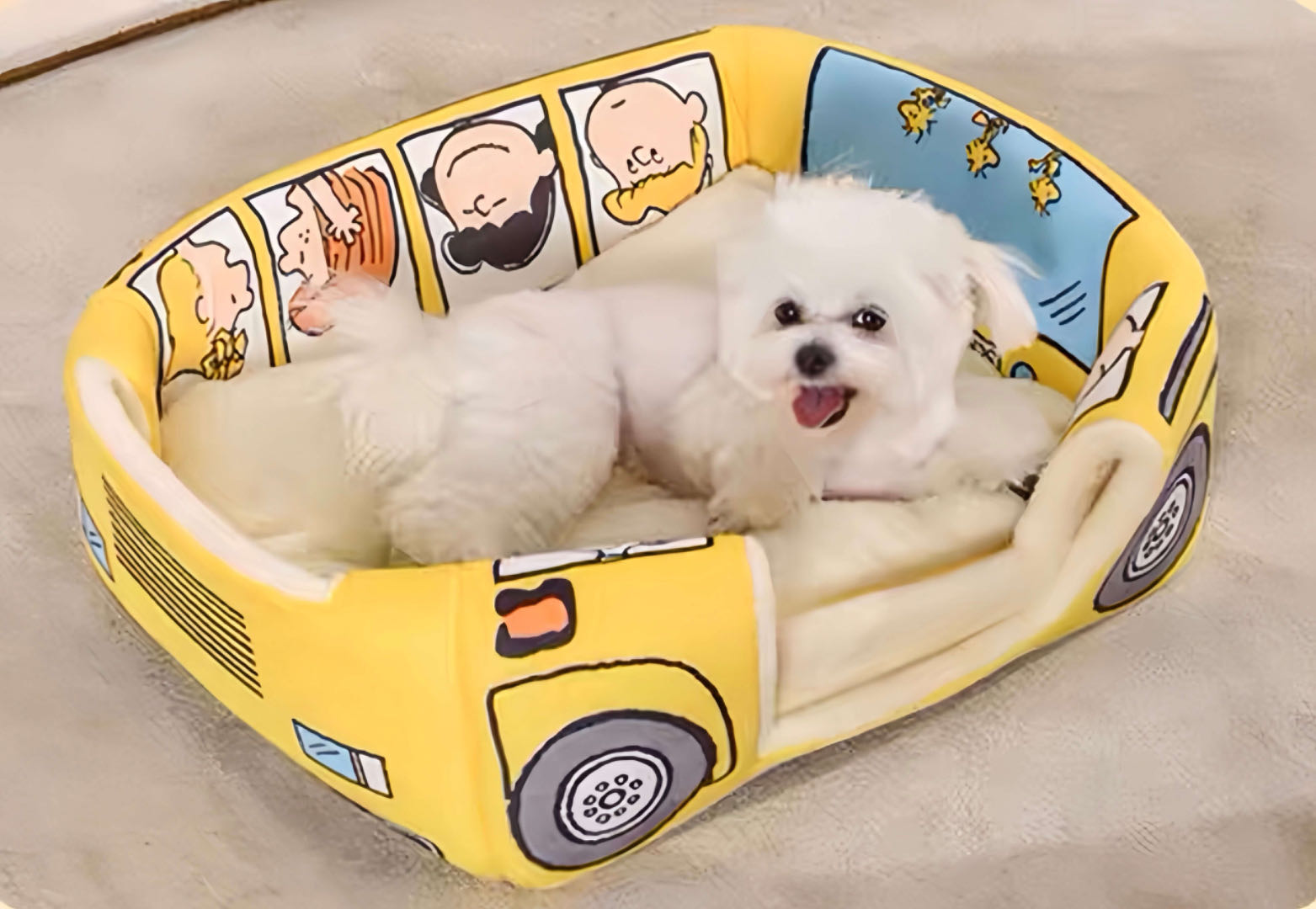 3d Cartoon Bus Pet House Dog Bed Yellow Colour petvibez