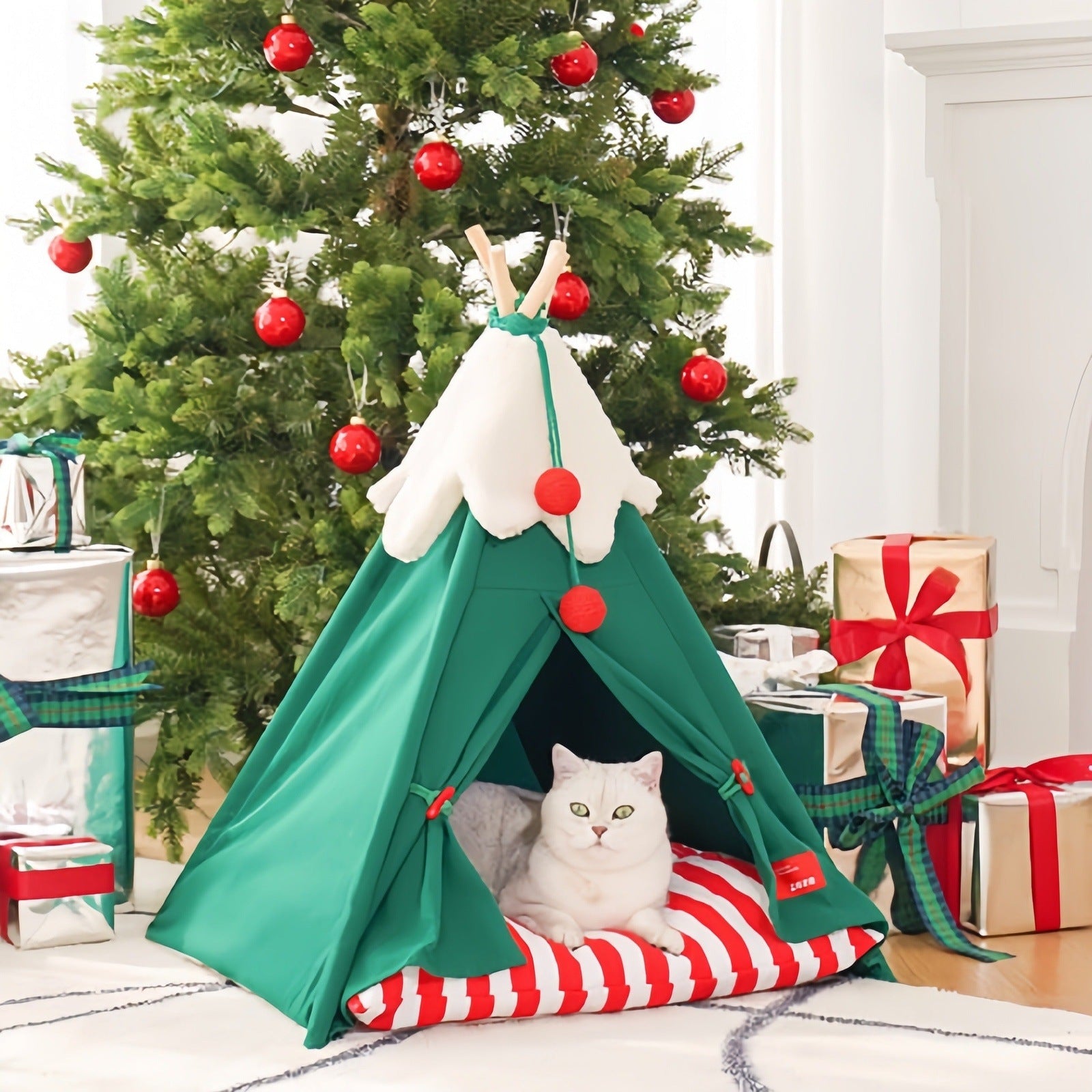 Christmas theme cat teepee tent petvibez