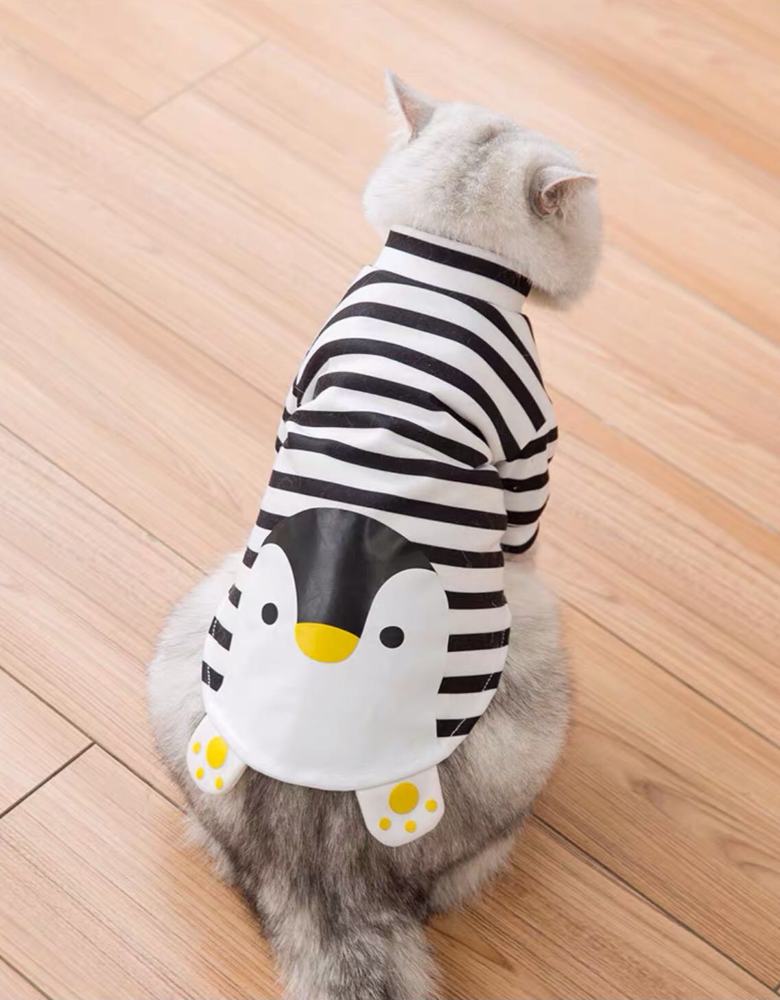 Penguin styled cat clothes with sleeves petvibez