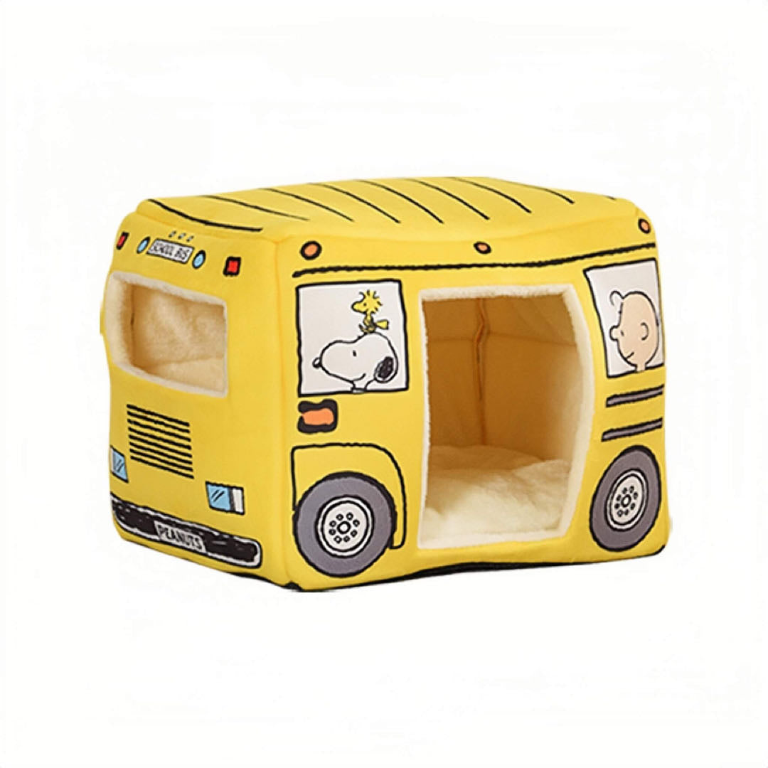 3d Cartoon Bus Pet House Bed Yellow Colour petvibez