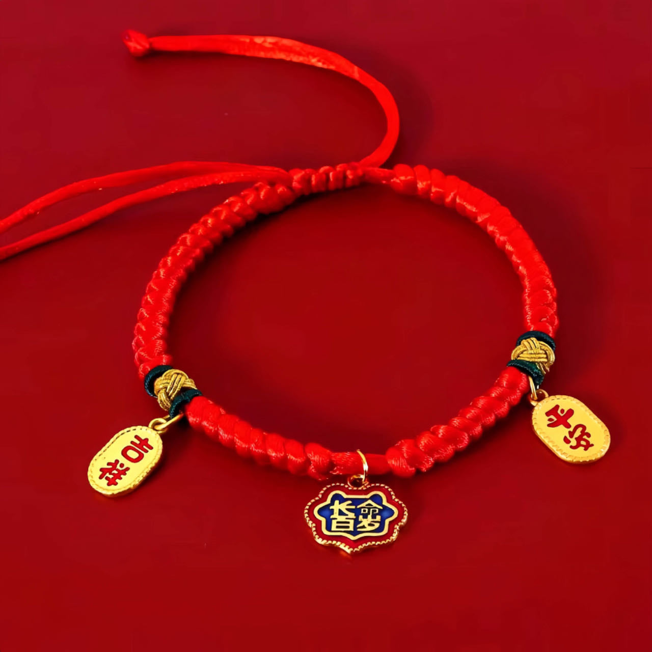 New Year Pet Necklace Woven Red String Adjustable Collar Longevity Pattern Pet Necklace petvibez