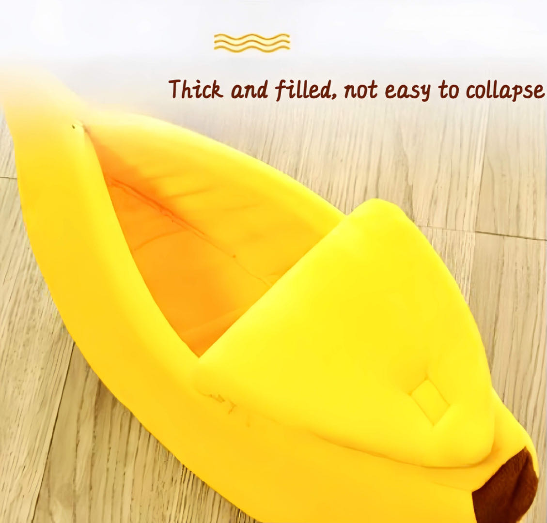 Banana Shape Cat Nest Pet Bed For Cats And Dogs Yellow colour petvibez