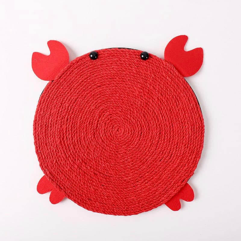 Crab shaped cat sisal scratching pad red colour petvibez