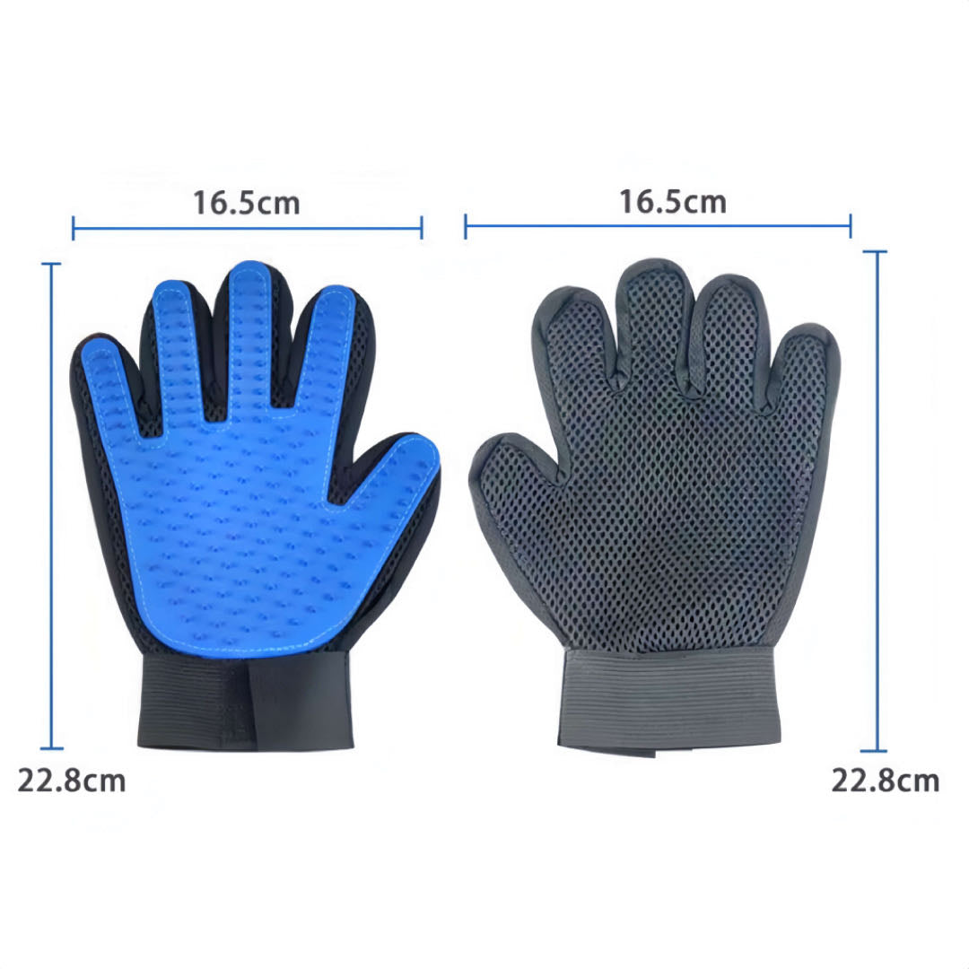 One Pair Of Pet Grooming Gloves Front And Back Blue Colour PetVibez