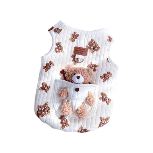 3D Bear White Pet Jacket Can be Used to Tow petvibez