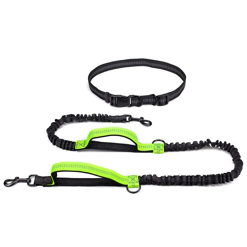 Hands free dog waist leash fluorescent green petvibez