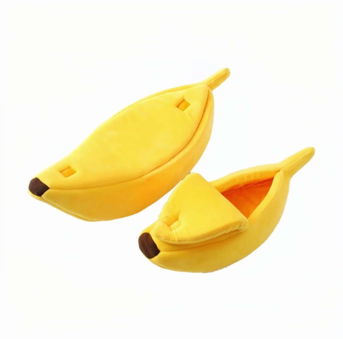 Two Banana Shape Cat Nests Yellow colour petvibez