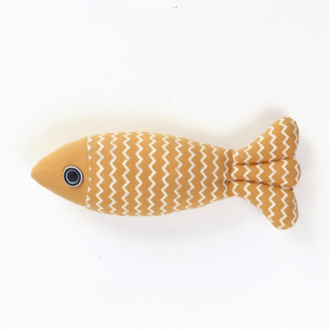 Stuffed Fish Cat Toy With Catnip Yellow Colour petvibez