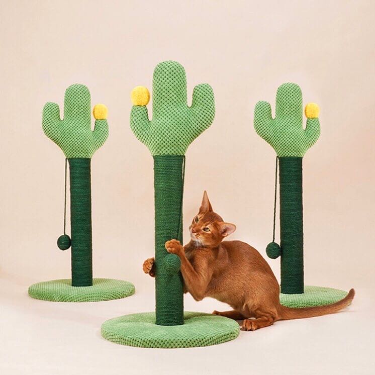 Green Cactus Style Sisal Cat Scratching Post petvibez