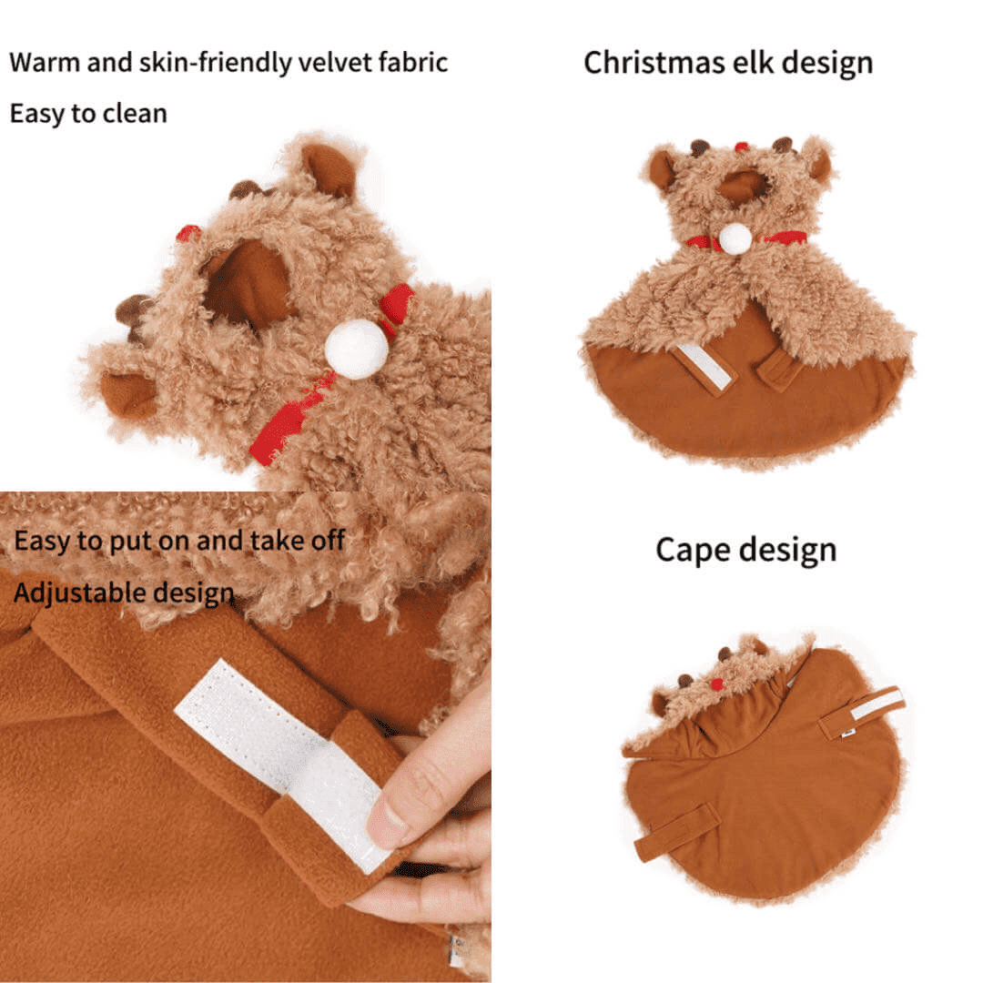 Christmas Elk Cat Cloak Pet Clothes petvibez