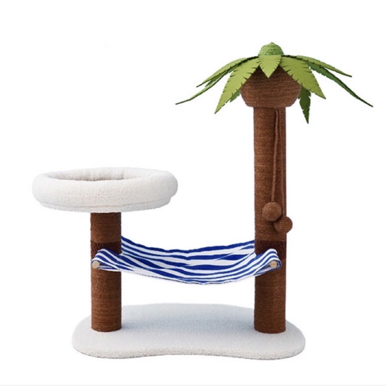 Coconut Style Cat Tree Scratching Post With Hammock petpawshop01