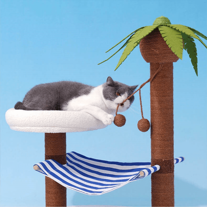 Coconut Style Cat Tree Scratching Post With Hammock petpawshop01