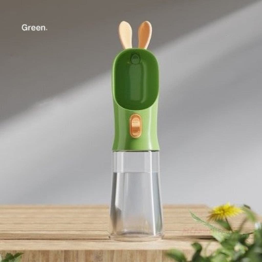 a green colour U-shaped spout pet travel bottle