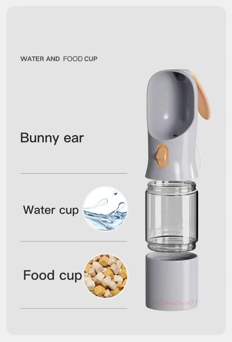  a grey colour U-shaped spout dog water and food bottle