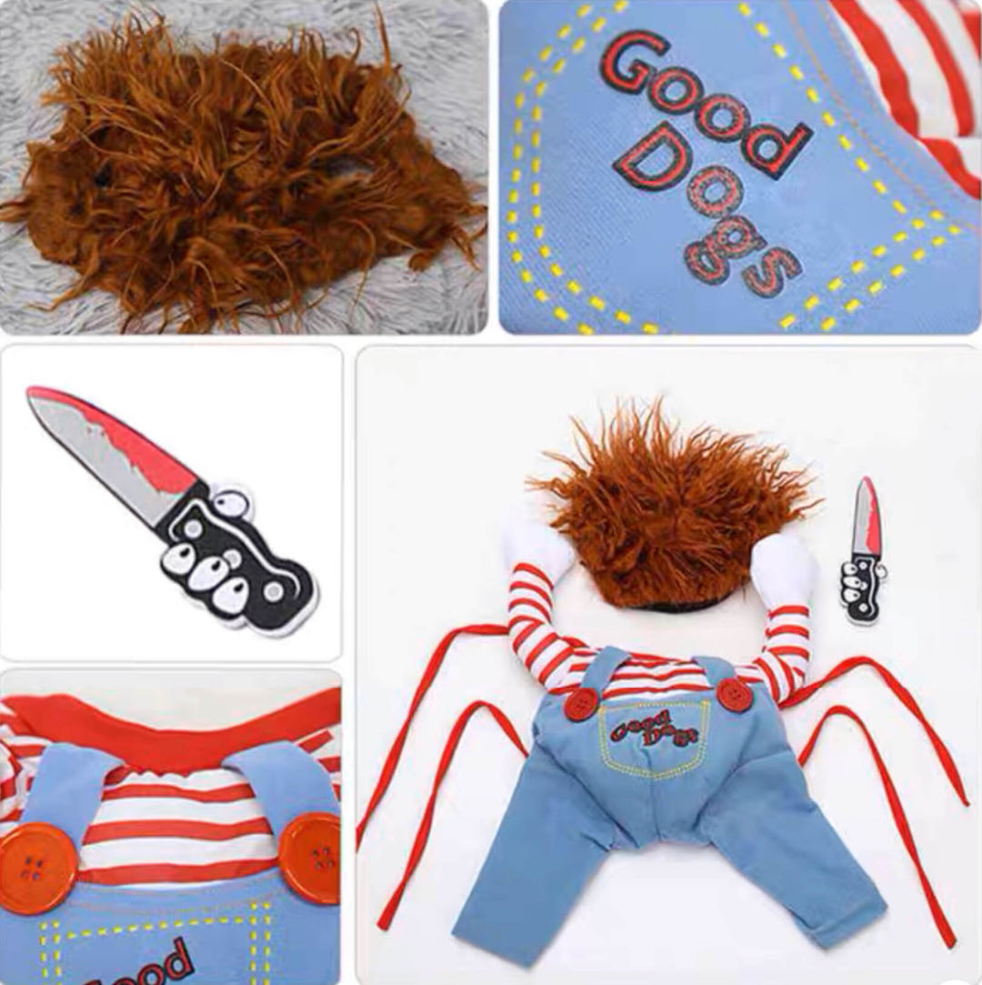 Halloween Chucky Style Dog Costume Clothes petvibez