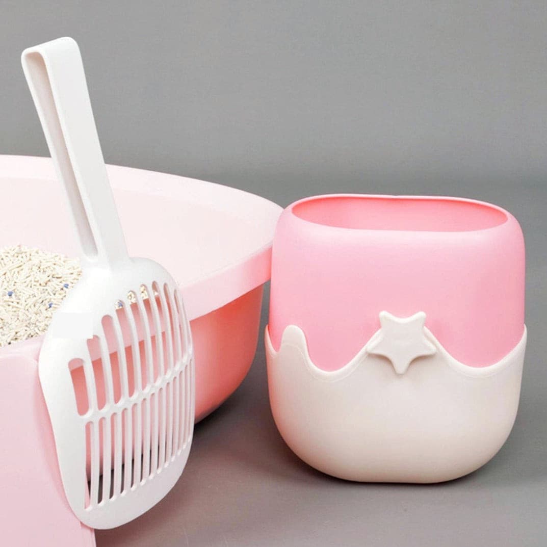 Ice Cream Style Cat Litter Scoop Set with Holder Pink Colour petvibez