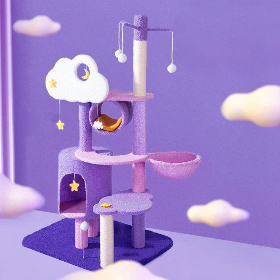 Moonlight Climbing Cat Tree Large Climbing Frame Purple Colour petvibez