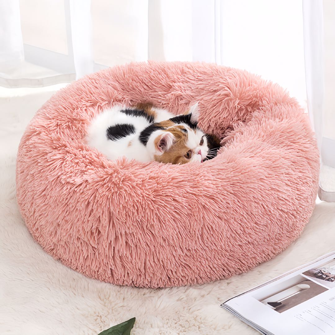 Plush Nest Cat Bed Dog Bed Pet Calming Bed pink colour petvibez