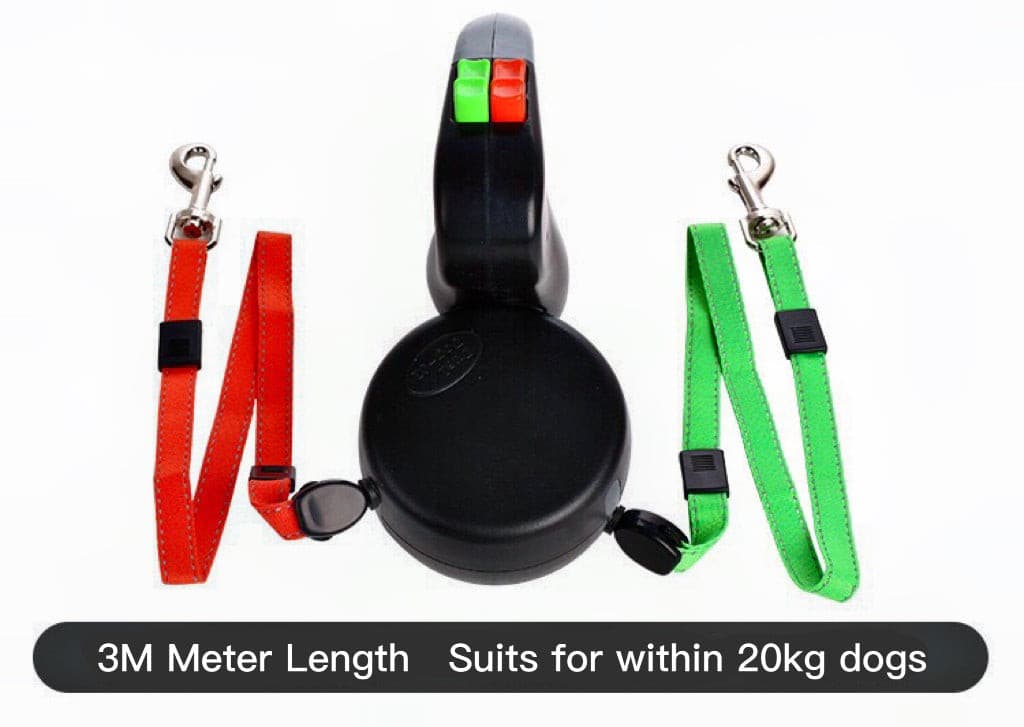 One Black Colour Retractable Double Dog Lead