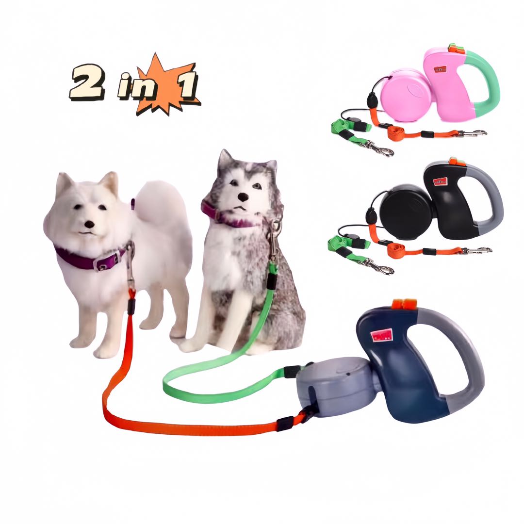 Retractable Double Dog Leash petvibez