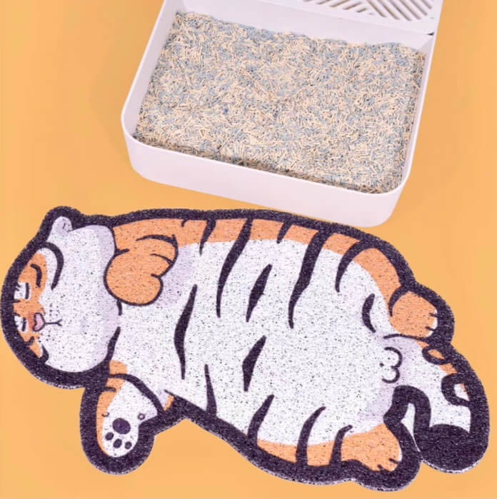 Tiger Shaped Cat Litter Mat petvibez