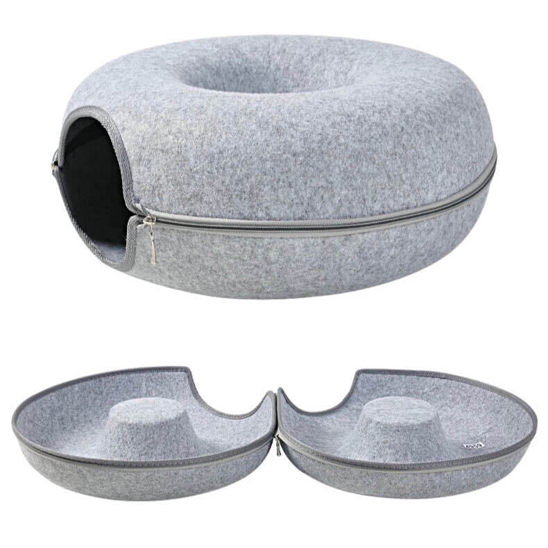 Tunnel Round Felt Donut Cat Cave Cat Bed Large petvibez