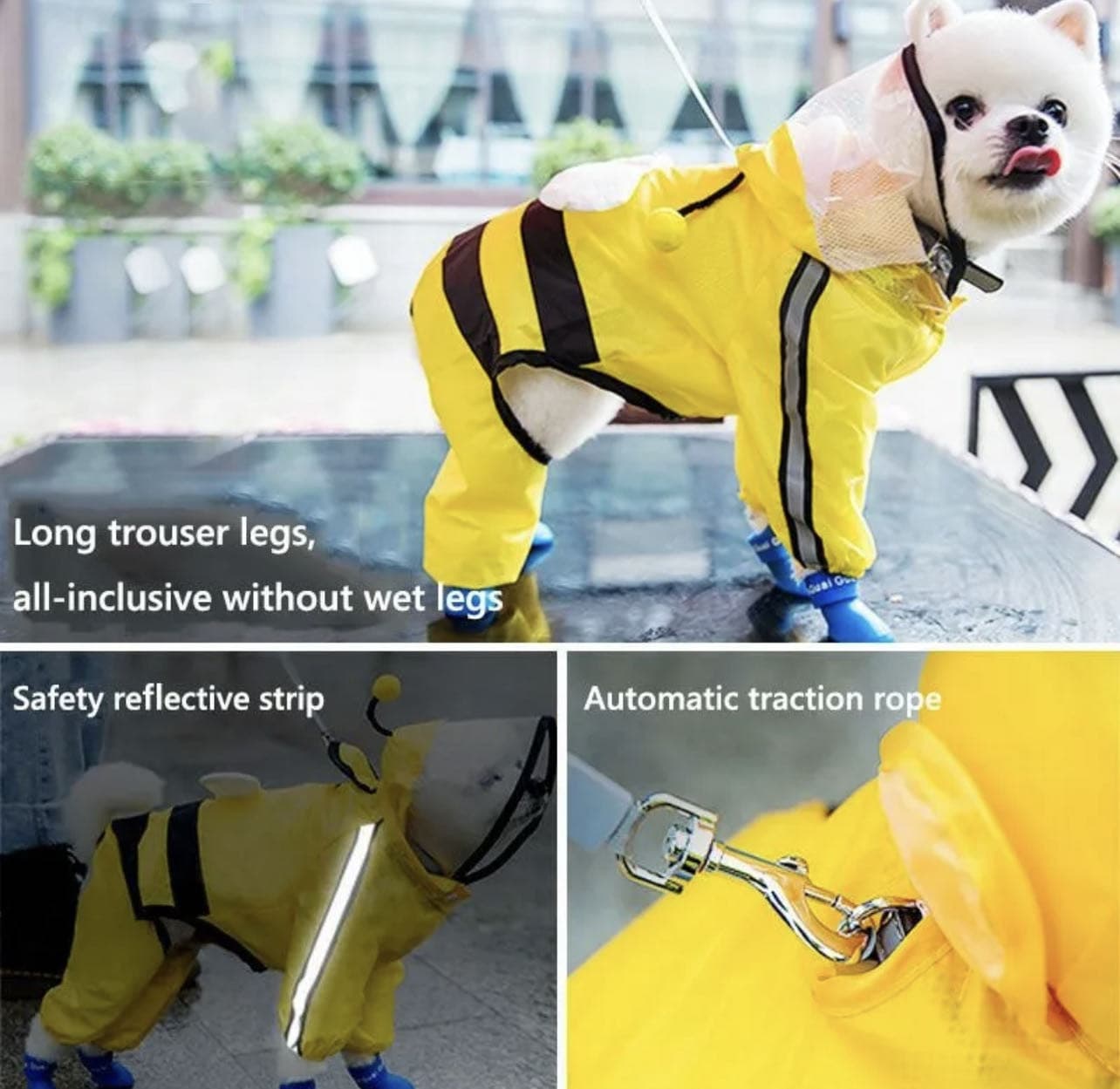 Waterproof Dog Raincoat Bee Style petpawshop01