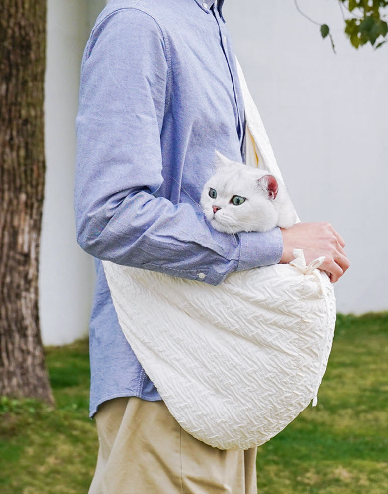 White Embossed Cat Bag Small Dog Carrier Bag petpawshop01