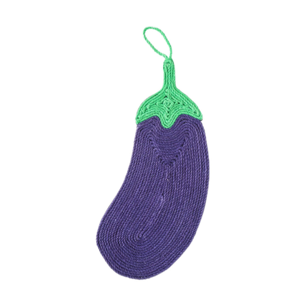 Eggplant shaped cat sisal scratching pad purple colour petvibez